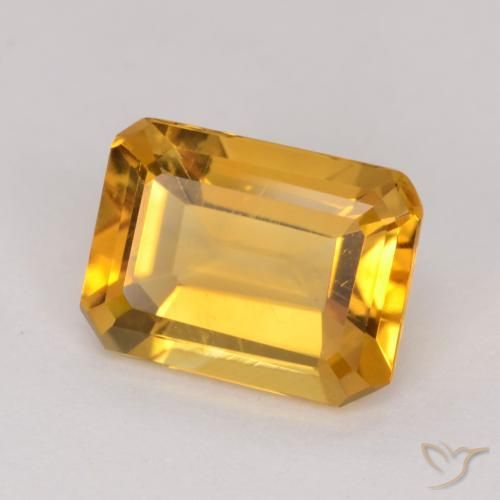 Citrine Orange doré profond naturelle Octogone / coupe Émeraude, 1.20 ct, VVS-VS