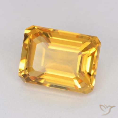 Citrine Doré foncé naturelle Octogone / coupe Émeraude, 1.44 ct, VVS-VS