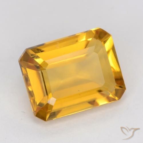 Citrine Orange Doré naturelle Octogone / coupe Émeraude, 1.44 ct, VVS-VS