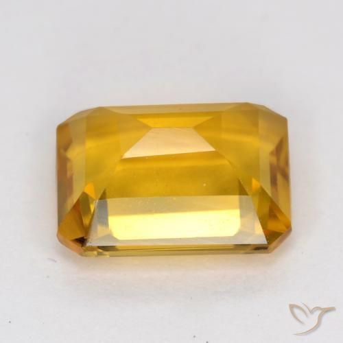 Citrine Orange Doré naturelle Octogone / coupe Émeraude, 1.44 ct, VVS-VS