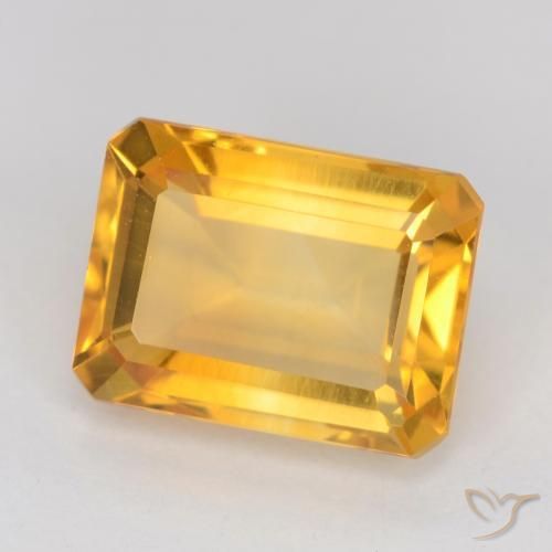 Citrine Doré foncé naturelle Octogone / coupe Émeraude, 1.57 ct, VVS-VS