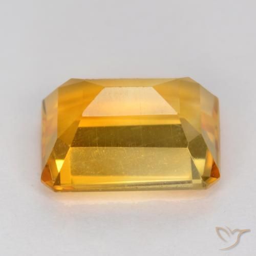 Citrine Doré foncé naturelle Octogone / coupe Émeraude, 1.57 ct, VVS-VS