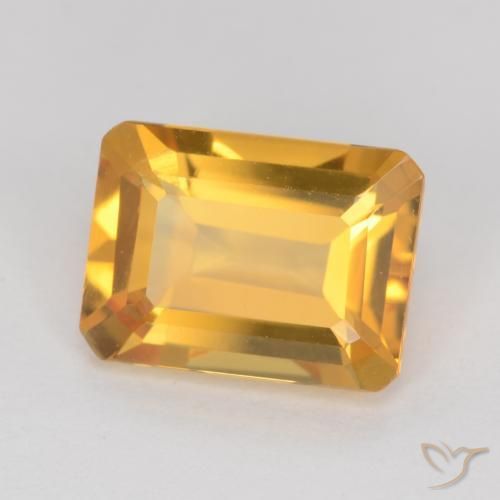 Citrine Orange doré profond naturelle Octogone / coupe Émeraude, 1.24 ct, VVS-VS
