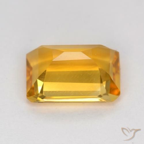 Citrine Orange doré profond naturelle Octogone / coupe Émeraude, 1.24 ct, VVS-VS