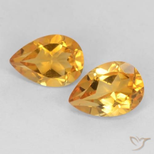 1.27ctw Naturel Doré-orange foncé Citrine, En forme de poire, VVS-VS