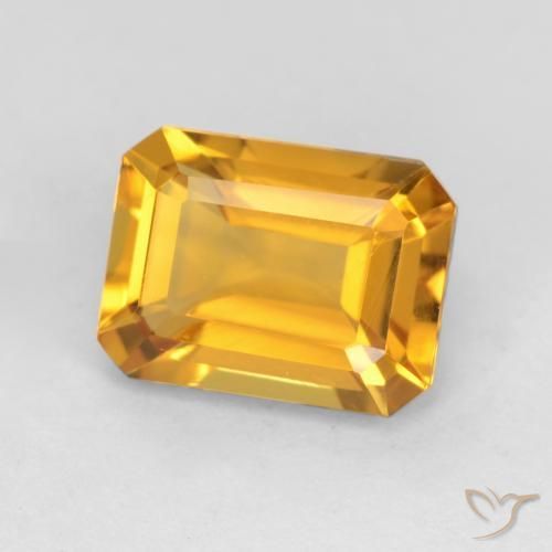Citrine Orange doré profond naturelle Octogone / coupe Émeraude, 1.44 ct, VVS-VS