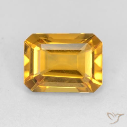 Citrine Orange doré profond naturelle Octogone / coupe Émeraude, 1.44 ct, VVS-VS