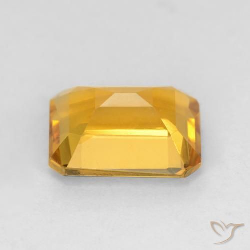Citrine Orange doré profond naturelle Octogone / coupe Émeraude, 1.44 ct, VVS-VS