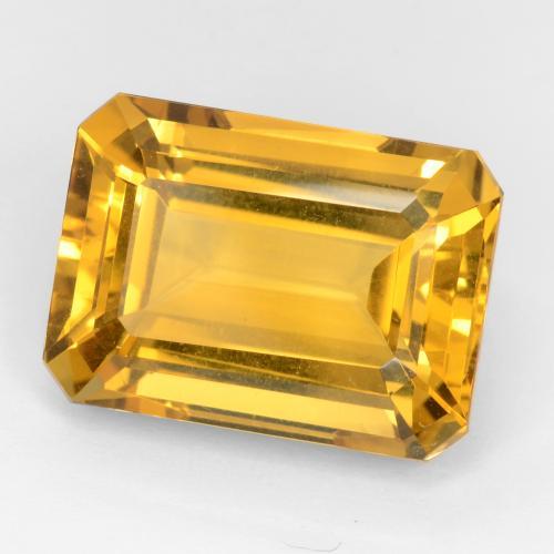 Citrine doré naturelle taille émeraude, 16,12 ct, VVS-VS