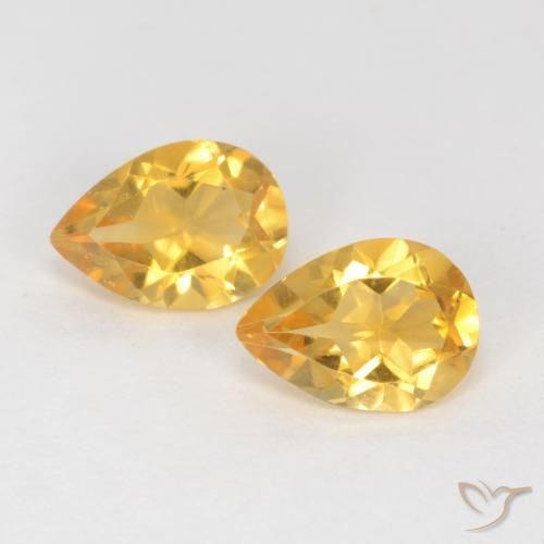 1.17ctw Naturel Or moyen Citrine, En forme de poire, VVS-VS