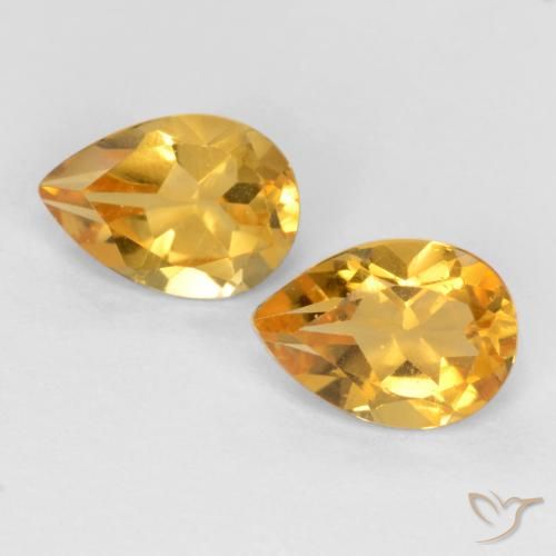 1.29ctw Naturel Doré moyen-foncé Citrine, En forme de poire, VVS-VS