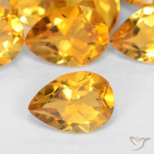 0.65ct Naturel Orange-or Citrine, En forme de poire, VS