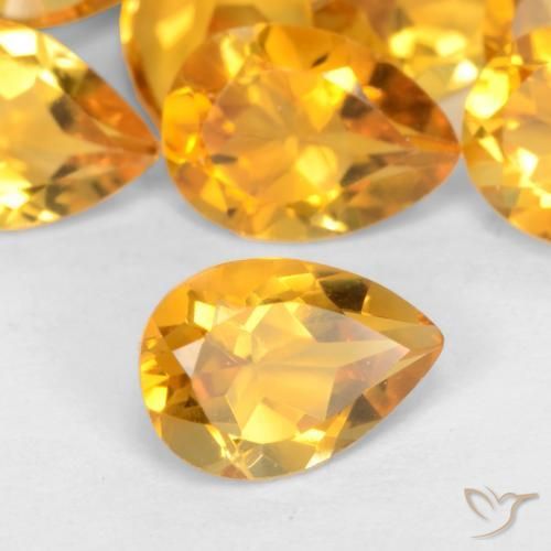 Citrine Orange-or naturelle En forme de poire, 0.65 ct, VS