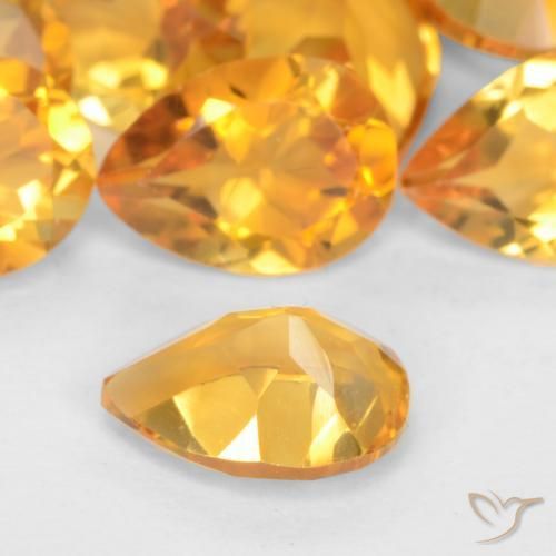 Citrine Orange-or naturelle En forme de poire, 0.65 ct, VS