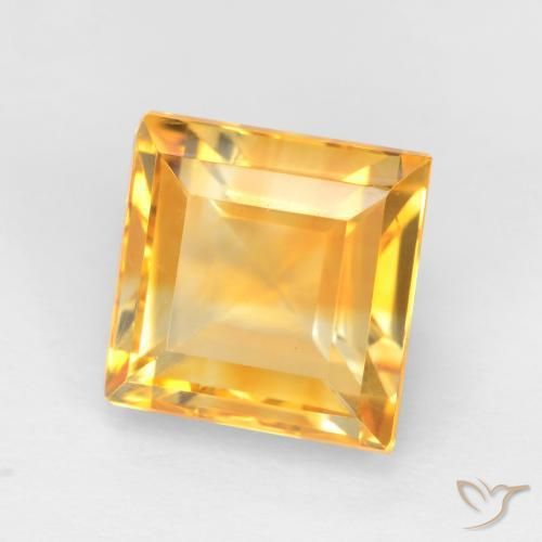 Citrine Orange-or moyen-léger naturelle Carré, 3.69 ct, VS