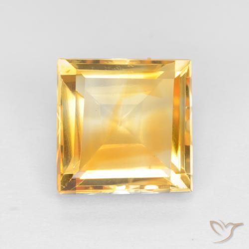 Citrine Doré vif naturelle Carré, 3.41 ct, VS