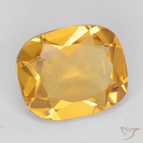 Citrine Orange Doré naturelle Coussin, 3.42 ct, VS