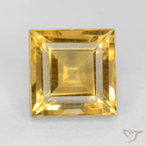 3.23ct Naturel Or moyen Citrine, Carré, VS