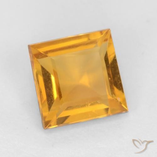 Citrine Doré-orange foncé naturelle Carré, 0.79 ct, VS