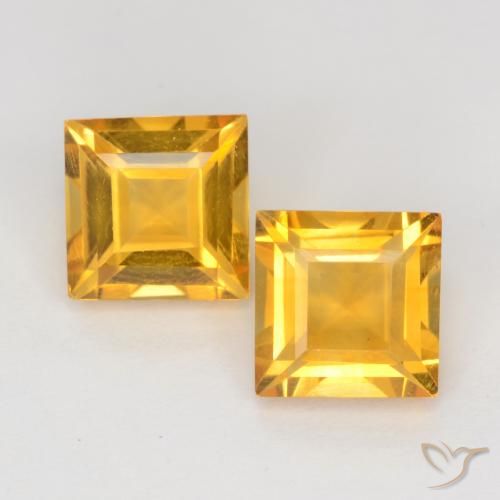 2.14ctw Naturel Orange-or moyen-léger Citrine, Carré, VS