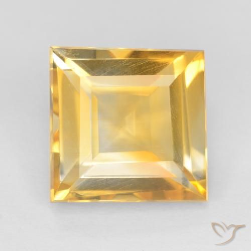 Citrine Orange-or léger naturelle Carré, 3.16 ct, VS