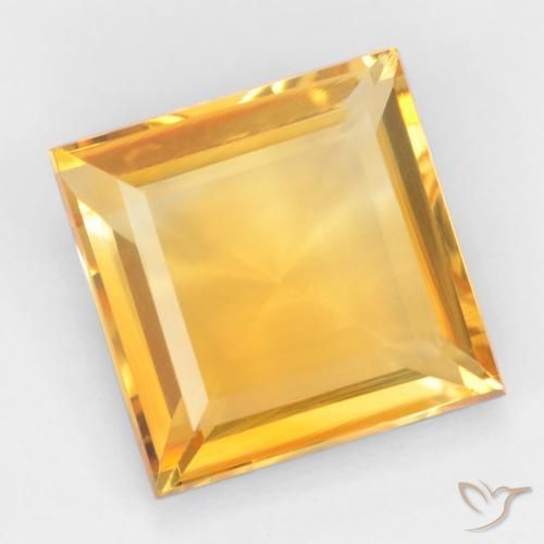 Citrine Orange-or moyen-léger naturelle Carré, 2.77 ct, VS