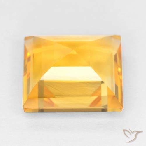 Citrine Orange-or moyen-léger naturelle Carré, 2.77 ct, VS