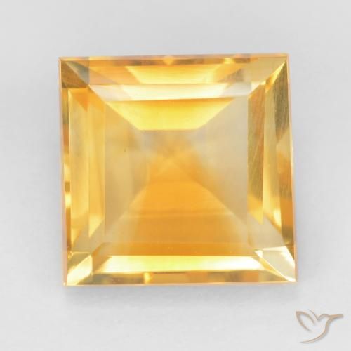 Citrine Orange-or naturelle Carré, 3.27 ct, VS