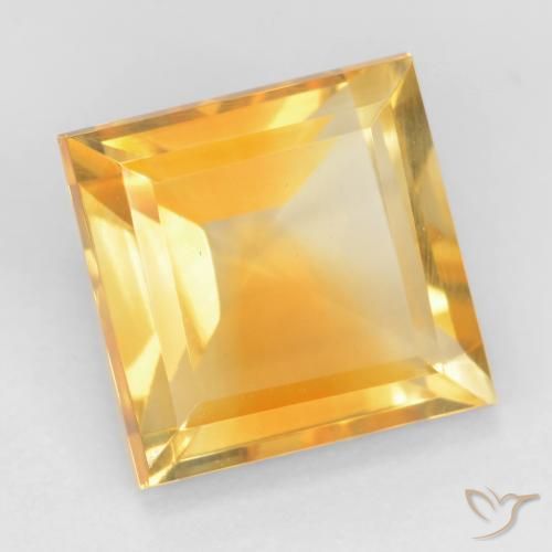 Citrine Orange-or naturelle Carré, 3.27 ct, VS