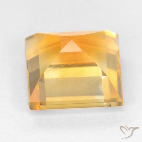 Citrine Orange-or naturelle Carré, 3.27 ct, VS
