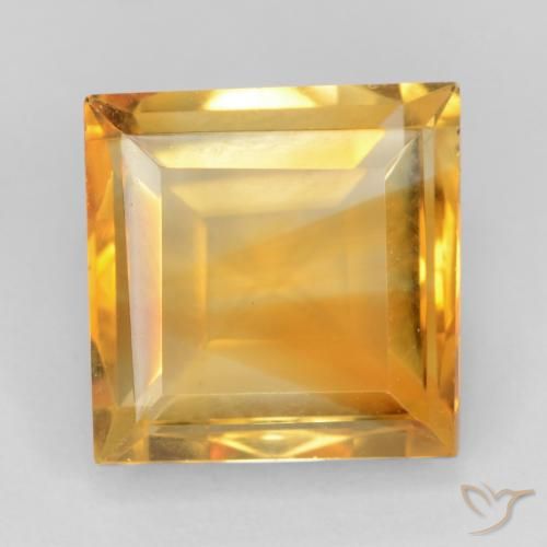 Citrine Orange-or naturelle Carré, 3.02 ct, VVS-VS