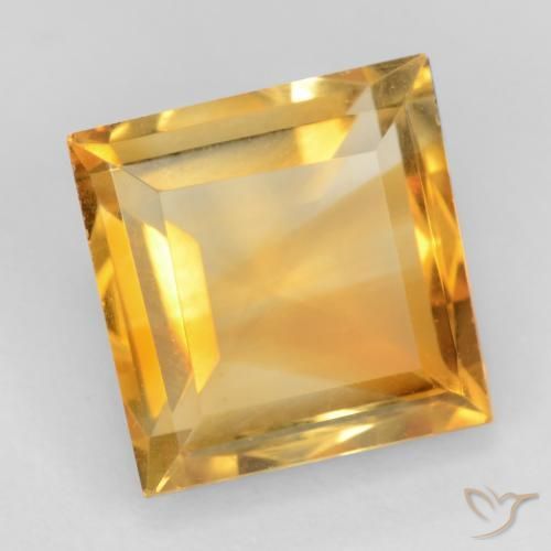 Citrine Orange-or naturelle Carré, 3.02 ct, VVS-VS
