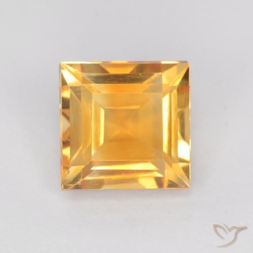 Citrine Orange-or moyen-léger naturelle Carré, 1.05 ct, VS
