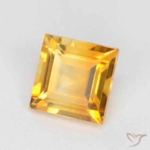 Citrine Orange doré profond naturelle Carré, 0.95 ct, VS
