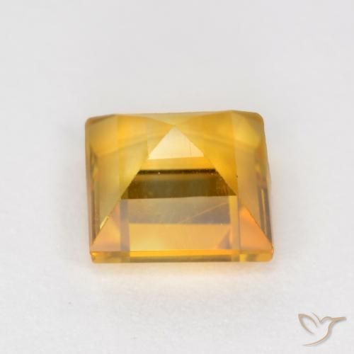 Citrine Orange doré profond naturelle Carré, 0.95 ct, VS