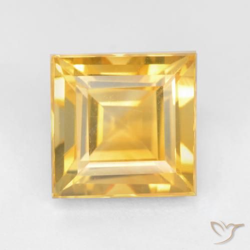 Citrine Doré vif naturelle Carré, 3.66 ct, VS