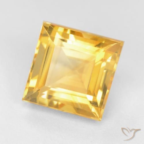 Citrine Doré vif naturelle Carré, 3.66 ct, VS
