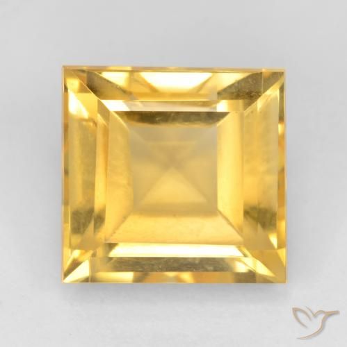 Citrine Doré vif naturelle Carré, 3.79 ct, VS