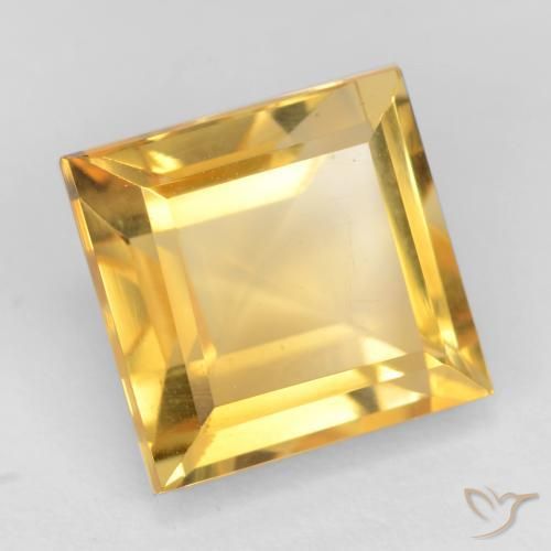 Citrine Doré vif naturelle Carré, 3.79 ct, VS