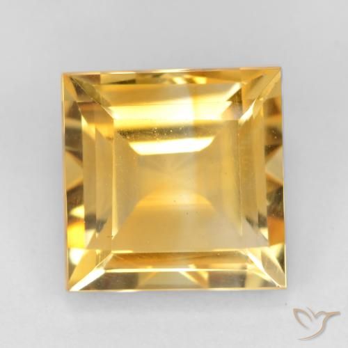 Citrine Doré vif naturelle Carré, 3.43 ct, VS