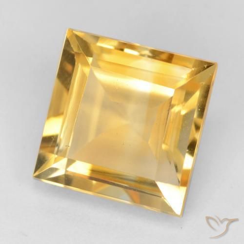 Citrine Doré vif naturelle Carré, 3.43 ct, VS