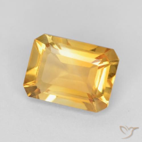 Citrine Orange Doré naturelle Octogone / coupe Émeraude, 1.34 ct, VVS-VS