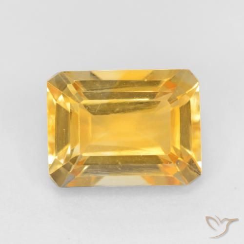 Citrine Doré vif naturelle Octogone / coupe Émeraude, 1.69 ct, VVS-VS