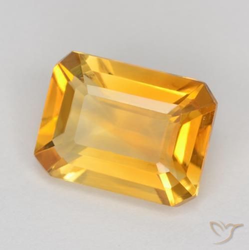 Citrine Orange doré profond naturelle Octogone / coupe Émeraude, 1.45 ct, VS