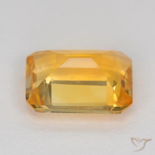 Citrine Orange doré profond naturelle Octogone / coupe Émeraude, 1.45 ct, VS