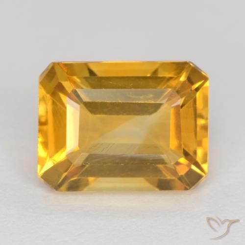 Citrine Orange doré profond naturelle Octogone / coupe Émeraude, 1.57 ct, VS