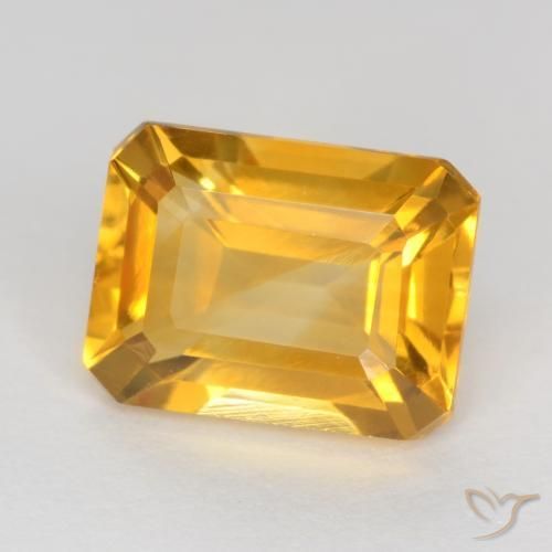 Citrine Orange doré profond naturelle Octogone / coupe Émeraude, 1.57 ct, VS