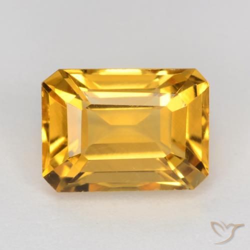Citrine Orange doré profond naturelle Octogone / coupe Émeraude, 1.67 ct, VS