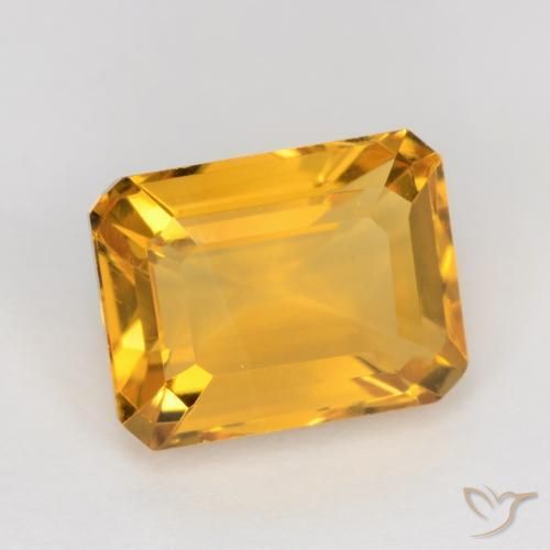Citrine Orange doré profond naturelle Octogone / coupe Émeraude, 1.65 ct, VS