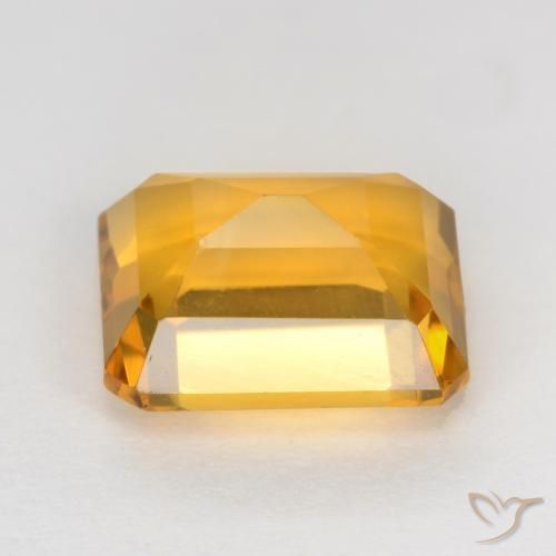 Citrine Orange doré profond naturelle Octogone / coupe Émeraude, 1.65 ct, VS